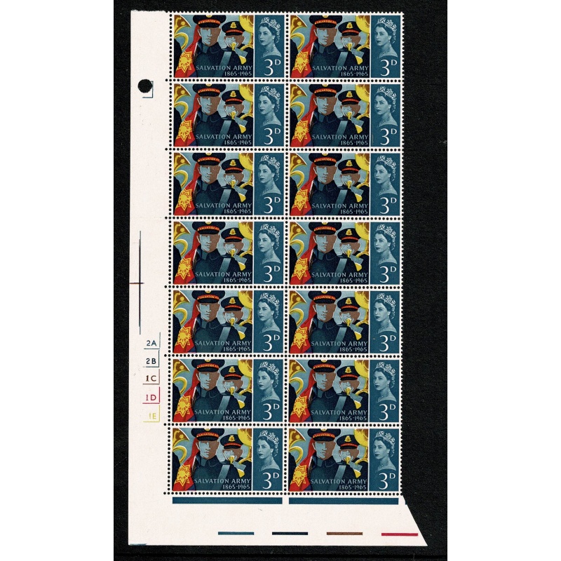 1965 Salvation Army 3d (ord). Listed variety in cylinder block of 14. SG 665.