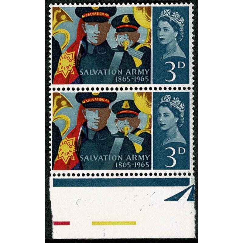1965 Salvation Army 3d (phos). Listed variety retouch to V. SG Spec. WP61b