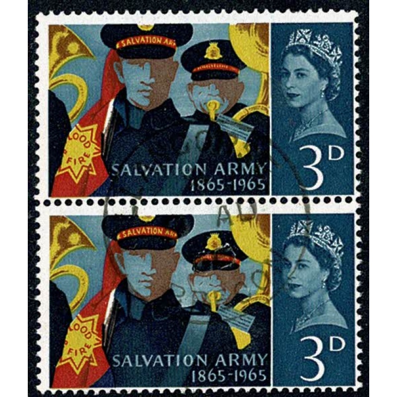 1965 Salvation Army (ord). 3d Very Fine Used vertical pair. SG 665