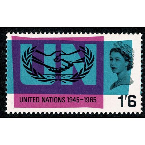 1965 UN 1/6 (ord). SHIFT OF LIGHT BLUE TO LEFT. SG 682 var