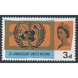 1965 UN 3d (phos). Band shift to right. SG 682p var.