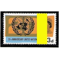 1965 UN 3d (phos). Band shift to right. SG 682p var.