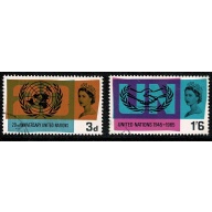 1965 U.N.O. (phos). Fine used set of 2 values. SG 681p-682p