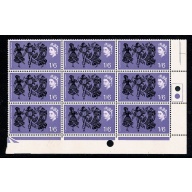 1965 Commonwealth Arts Festival 1/6 (ord). Listed variety in Traffic Light block of nine. SG 670