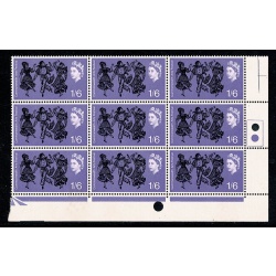 1965 Commonwealth Arts Festival 1/6 (ord). Listed variety in Traffic Light block of nine. SG 670