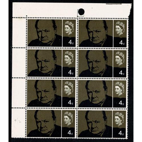 1965 Churchill 4d (ord) Timson. Listed minor constant flaw retouch in background between portraits SG 661a var