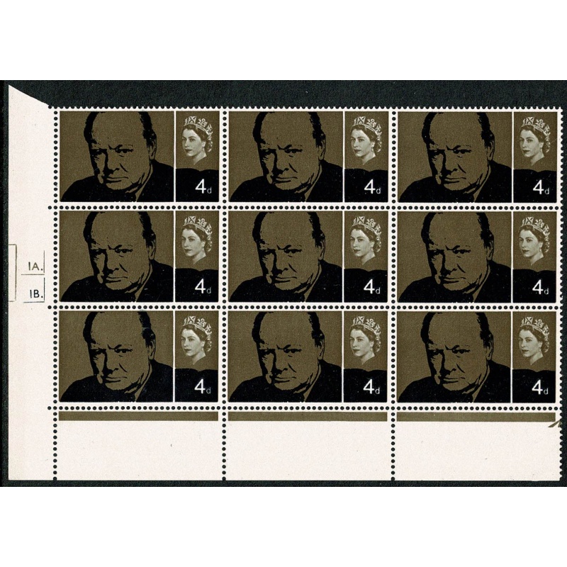 1965 Churchill 4d (ord). Listed variety "vertical scratch". Cyl. block. SG Spec. W56b