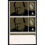 1965 Churchill 4d (ord) Rembrandt printing. Listed variety vertical scratch SG Spec. W56b