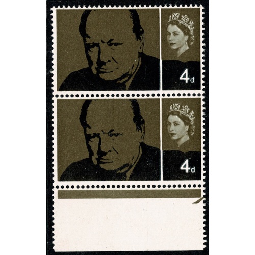 1965 Churchill 4d (ord) Rembrandt printing. Listed variety "vertical scratch" SG Spec. W56b
