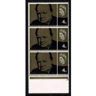 1965 Churchill 4d (ord) Rembrandt printing. Listed variety "vertical scratch" SG Spec. W56b