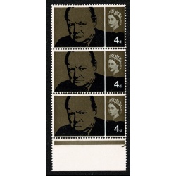 1965 Churchill 4d (ord) Rembrandt printing. Listed variety "vertical scratch" SG Spec. W56b