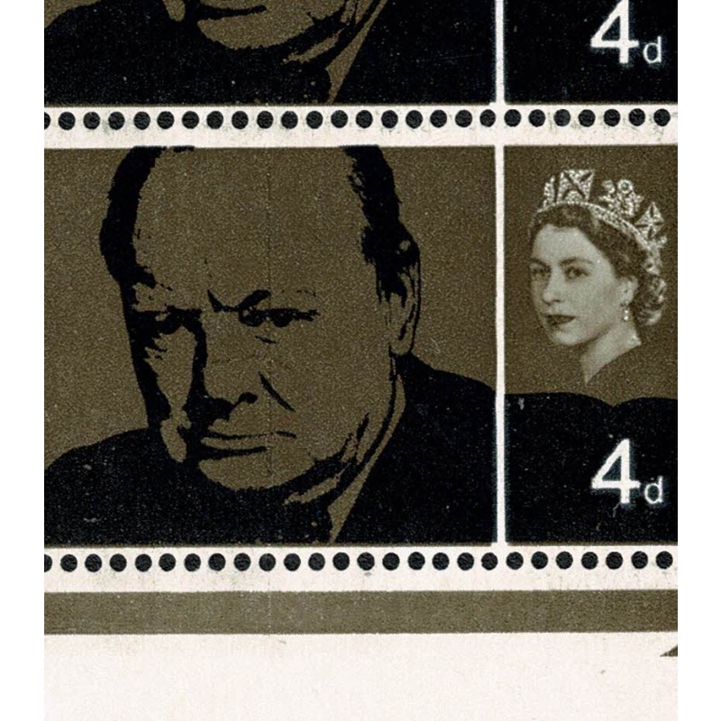 1965 Churchill 4d (ord) Rembrandt printing. Listed variety "vertical scratch" SG Spec. W56b