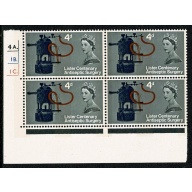 1965 Lister 4d. (phos) Cyl. 4A 1B 1C dot block of four.