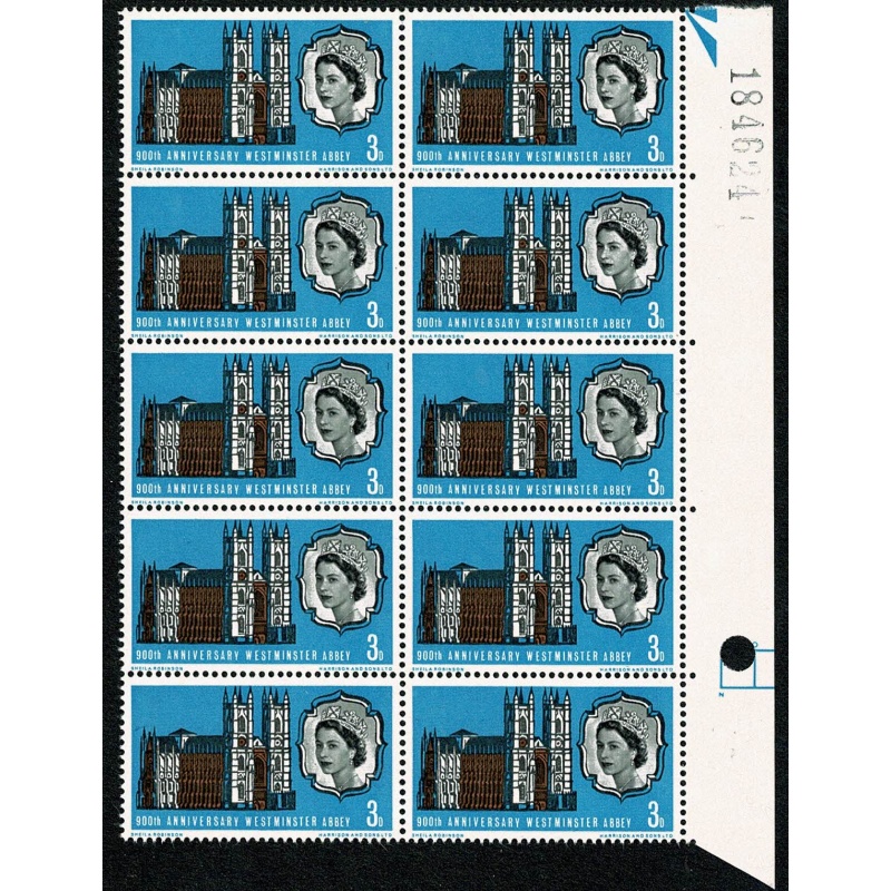 1966 Abbey 3d (ord). Constant variety "retouch Queen's cheek". SG Spec. W 83b