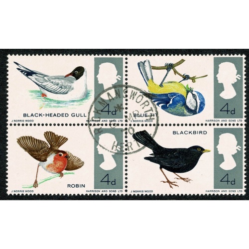 1966 Birds 4d (ord). Se-tenant block of four. Fine Used. SG 696-699.