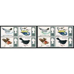 1966 Birds 4d (ord). MISSING EMERALD GREEN. Unmounted folded block. SG 696/69f