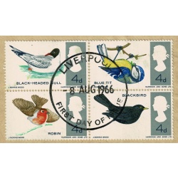 1966 Birds (phos) Missing Reddish Brown SG 698pj-699pj. First Day Cover.