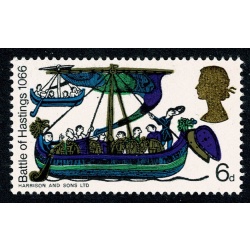 1966 Battle of Hastings 6d (ord). "leaching" of violet colour. SG 711 var