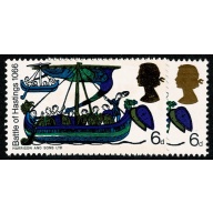 1966 Hastings 6d (ord). Pair of stamps with "bronze" and "yellow" Queen's heads