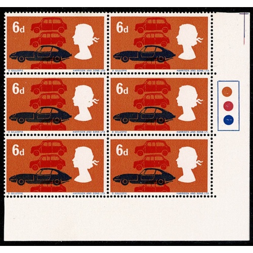1966 Technology 4d (ord). Listed constant variety "broken D" Traffic light block. SG 702pc.