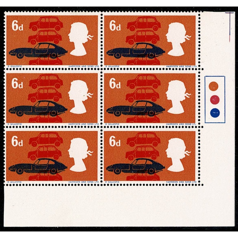 1966 Technology 4d (ord). Listed constant variety "broken D" Traffic light block. SG 702pc.