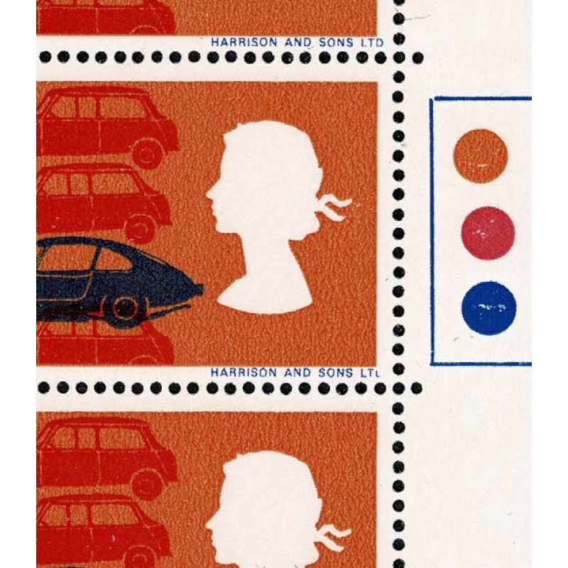 1966 Technology 4d (ord). Listed constant variety "broken D" Traffic light block. SG 702pc.