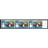 1966 World Cup 6d (ord). WATERMARK INVERTED. Unmounted Mint strip of 3. SG 694Wi
