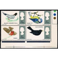 1966 Birds 4d (ord). MISSING REDDISH BROWN. Traffic light block. SG 698/99j