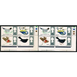 1966 Birds 4d (ord). MISSING REDDISH BROWN. Traffic light block. SG 698/99j
