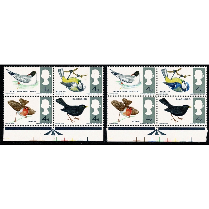 1966 Birds (ord) MISSING BRIGHT BLUE. SG 696/697g.