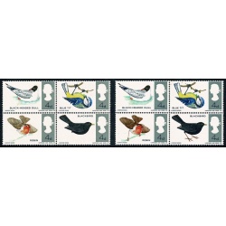 1966 Birds 4d (ord). MISSING REDDISH BROWN. Unmounted folded block. SG 698/699j