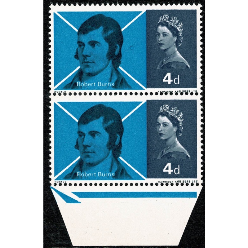 1966 Burns 4d (ord). Violet blue shift plus perforation shift pair. SG 685 var