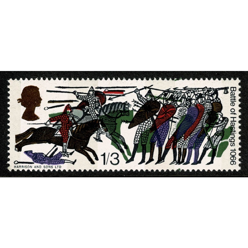 1966 Battle of Hastings 1/3 (phos). SHIFT OF BRONZE GREEN. SG 712p var.