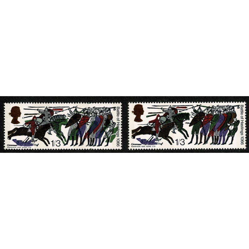 1966 Battle of Hastings 1/3 (phos). SHIFT OF BRONZE GREEN. SG 712p var.