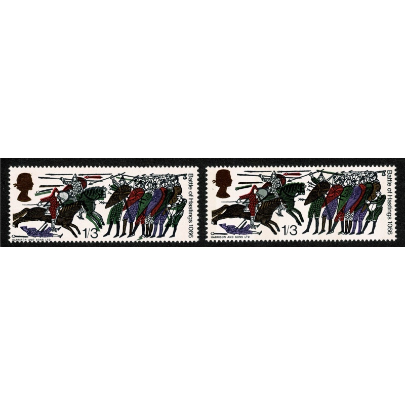 1966 Battle of Hastings 1/3 (phos). SHIFT OF BRONZE GREEN. SG 712p var.