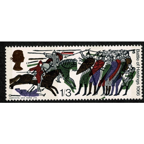 1966 Battle of Hastings 1/3 (phos). SHIFT OF BRONZE GREEN. SG 712p var.