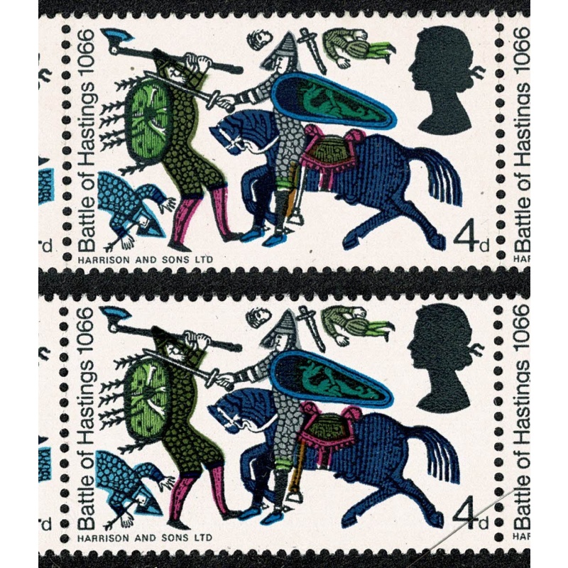 1966 Battle of Hastings 4d (ord).  SHIFT OF OCHRE ERROR. SG 705-710 var.