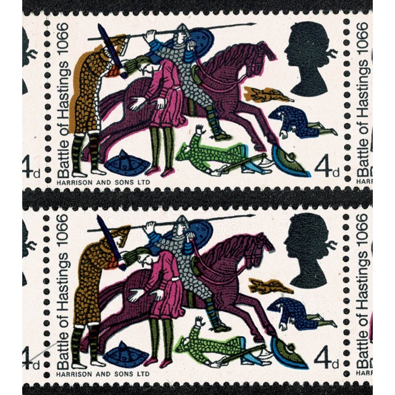 1966 Battle of Hastings 4d (ord).  SHIFT OF OCHRE ERROR. SG 705-710 var.
