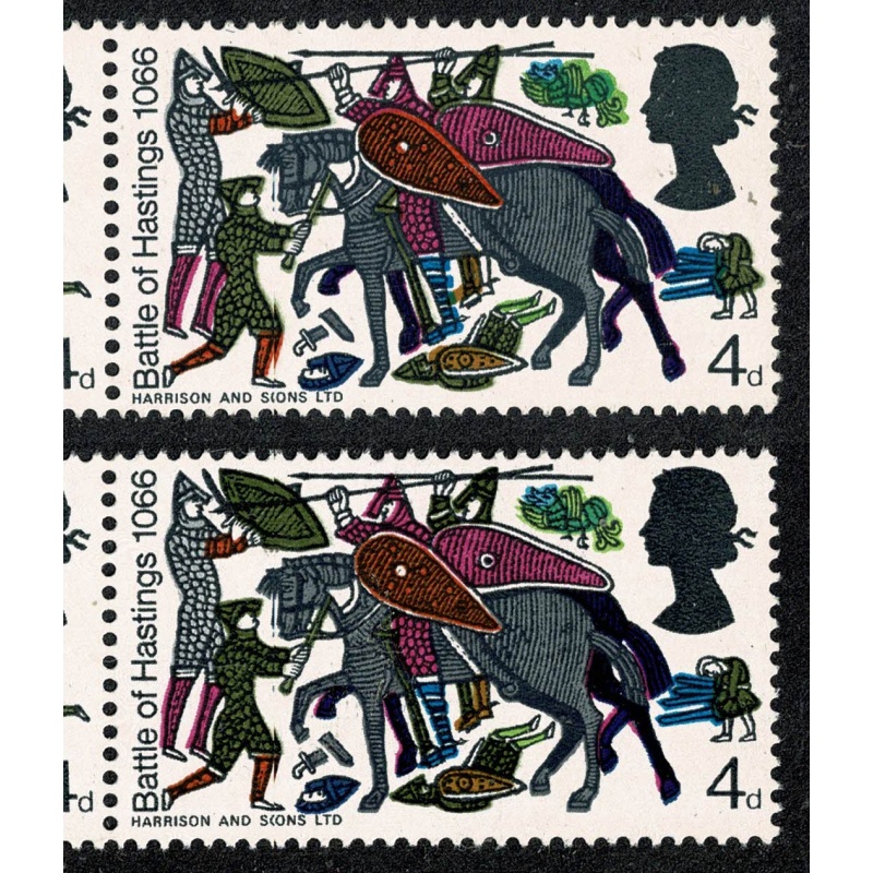 1966 Battle of Hastings 4d (ord).  SHIFT OF OCHRE ERROR. SG 705-710 var.