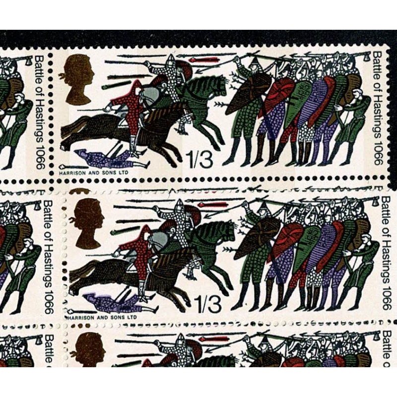 1966 Hastings 1/3 Ordinary & Phosphor cylinder blocks. Listed variety "club flaw".