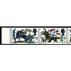 1966 Battle of Hastings (ord).  4d s/t strip SHIFT OF GREY. SG 705-712 var
