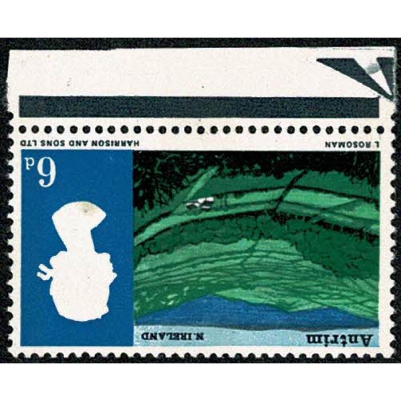 1966 Landscapes 6d (phosphor). WATERMARK INVERTED marginal single. SG 690pWi.