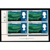 1966 Landscapes 6d (ord). Cylinder 1A 3B 1C no dot block of four. SG 690