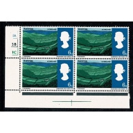 1966 Landscapes 6d (ord). Cylinder 1A 3B 1C no dot block of four. SG 690