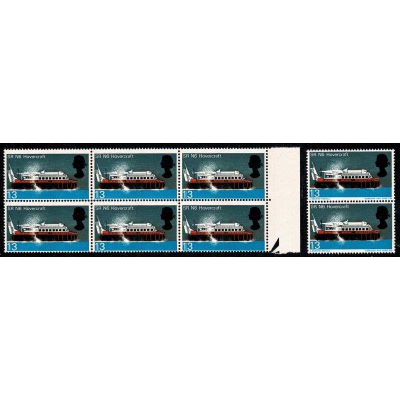 1966 Technology 1/3 (phos).  SHIFT OF PERFORATIONS  Poitional block. SG 703 var