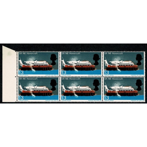 1966 Technology 1/3. SHIFT OF RED & BLACK. Block of six SG 703 var.