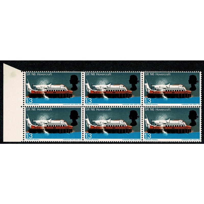 1966 Technology 1/3. SHIFT OF RED & BLACK. Block of six SG 703 var.