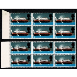 1966 Technology 1/3. SHIFT OF RED & BLACK. Block of six SG 703 var.