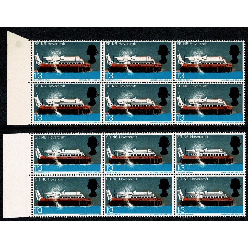 1966 Technology 1/3. SHIFT OF RED & BLACK. Block of six SG 703 var.