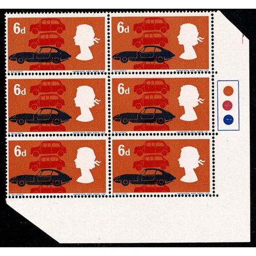 1966 Technology 4d (ord). Listed constant variety "broken D" Traffic light block. SG 702pc.